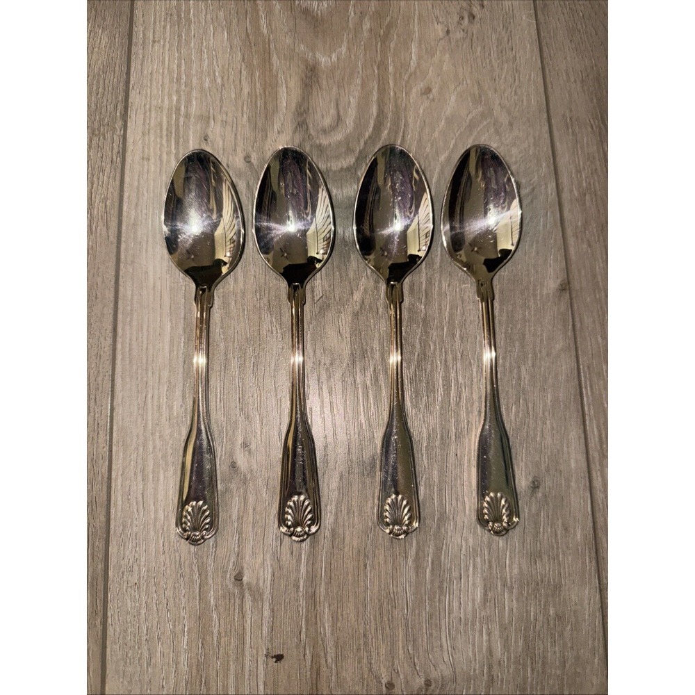 4 Vintage Teaspoons COVENTRY SHELL Retroneu Silverplate‎ flatware